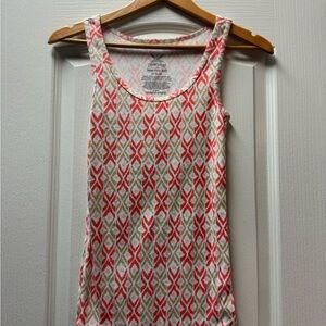 Faded Glory Red and Cream Patterned Tank Top